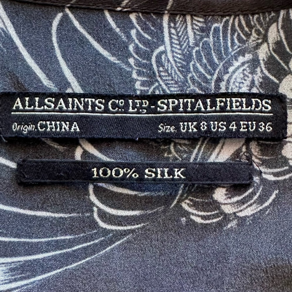 All saints Gray Silk Racerback Tank Top Size 4 - Picture 4 of 9